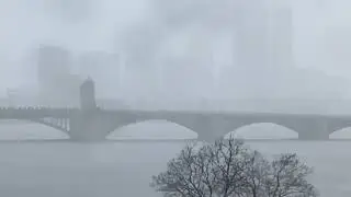MBTA red line train Salt & Pepper Bridge (fuzzy video)