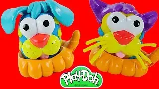 Play Doh Shape-A-Pet Puppy Dog + Cat Learn How To Make Playdough Animals DCTC Toy Videos
