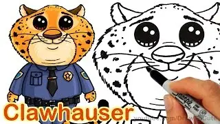 How to Draw Clawhauser from Disney Zootopia Cute step by step