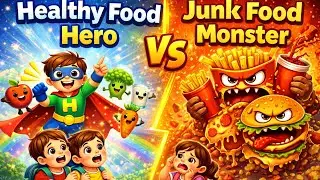 Superhero 🦸&zwj;♂️ vs Monster 👹 Story | Kids Hindi Story | हेल्दी खाना | Moral Story | हिंदी कहानी