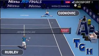 Djokovic sliding backhand passing shot winner | Tennis Elbow 2013 Gameplay