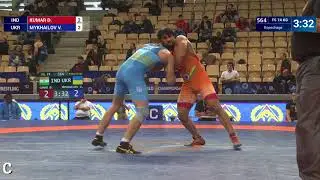 Repechage FS - 74 kg: V. MYKHAILOV (UKR) df. D. KUMAR (IND) by VPO1, 8-3