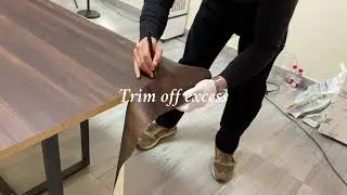 Round Table Makeover: Clean Woodgrain, Clean Lines#interiordesign #conferencetable #homedecor