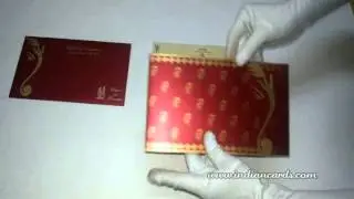 W-5364, Maroon Color, Shimmer Paper, Handmade Wedding Invitation Cards
