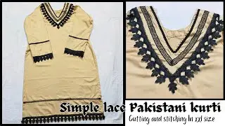 Pakistani kurti cutting and stitching/Pakistani kurti for beginners/lace kurti design for Eid