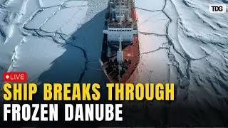 LIVE: Drone video shows ship breaking through Danube ice amid extreme cold in Hungary