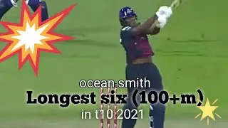 Odean Smith hit longest six in T10 league (2021) || 100+m longest six|| biggest six in T10 league