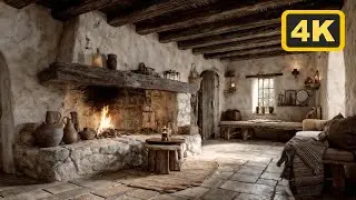 Rustic Spanish Interior Design 🔥 Fireplace Warmth & Traditional Architecture | 3 Hours (4K)