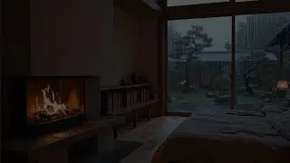 (NO ADS) LIVE Cozy Rain & Gentle Piano by Fireplace 🌧️🔥 Sleep ASMR | Night Rain for Deep Rest