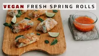Vegan Fresh Spring Rolls Recipe with Thai Sweet Chili Sauce [ASMR]