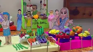 Village market | Uzhavar sandhai | 3D market model with clay and cardboard|miniature village model