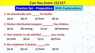 Preposition Practice Set | Preposition Exercise in English Grammar | Preposition