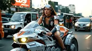 🚨 Gorgeous Filipina Rider from 2050 Lost in Manila Traffic 🚨