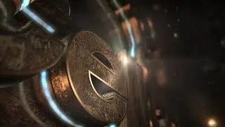 Grunge gold 3D logo animation with snow explosion