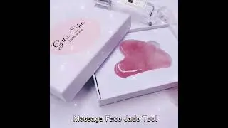 Pink rose quartz stone crystal jade facial beauty massage roller set jade roller guasha for face