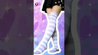 💜Gorgeous #fashion #style With #lilac #striped #stockings✨#fairy #fantasy #kawaii #shorts #unicorn