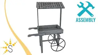 Rustic, Vintage Flower Cart Display Stand with Wheels - Gray - IEO-8411