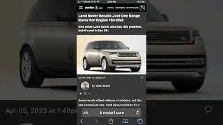 Land Rover Recalls Just One Range Rover For Engine Fire Risk