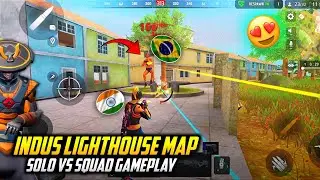 INDUS BR LIGHTHOUSE MAP GAMEPLAY 😍| PRIME RUSH GAMEPLAY | SOLO VS SQUAD | INDIA 🇮🇳 vs BRAZIL 🇧🇷 