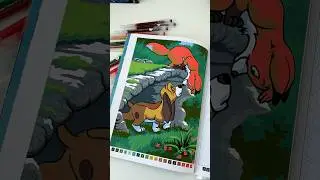 Раскрашиваем иллюстрацию м/ф Лис и Пес | 10 том Hachette #disney #hachette #coloringbook #art