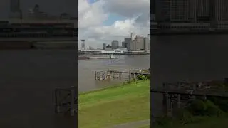A tugboat hauls a barge up Mississippi River in New Orleans #neworleans #tugboat #barge #river