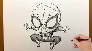 How to Draw Cute Spider-Man Step by Step | Easy Chibi Spider-Man Drawing