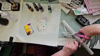 Trying out my new Distress Mica Stain Sprays to make some ATCs