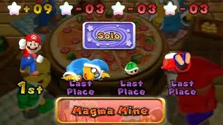 Mario Party 9 - Solo Mode - Mario vs MagiKoopa vs Koopa vs Shy Guy Magma Mine - Triple Strike -3 ⭐️