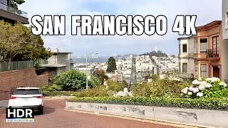 Lombard St. Driving San Francisco 4K, Fisherman's Wharf, Fort Mason Tour