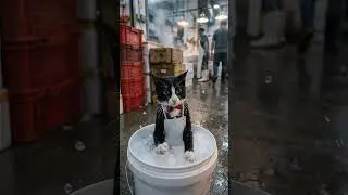 🐟Strongest Cat in Hong Kong? Working at the Wet Market!💪| Ah Keung: The Professional Tuxedo Cat #cat