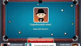 Miniclip 8 ball Pool multiplayer awards - 8 Ball Master, 1.000 victories