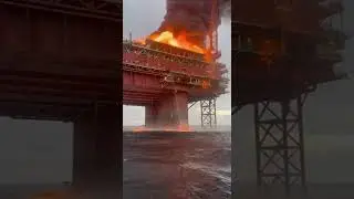 Massive Fire on Offshore Oil Platform #disaster #oilplatform #fire #offshore