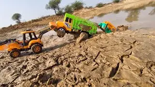 JCB 5cx TATA truck 4823 stuck in the rivertaken out in tata truck l cartoon jcb truck 