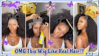 🍒Tutorial How To Install HD Lace Frontal Wig! Afro Curly Hair Style Ft.#ELFINHAIR Review