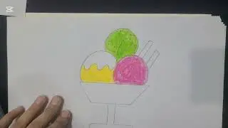 Draw Easy Ice cream cup for kids.Draw and colours.Easy idea drawing on my channel