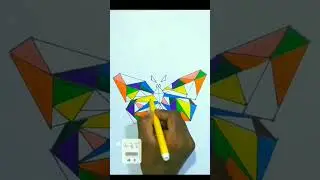 Easy Geometric Colourful Butterfly Drawing #shortsvideo  #Geometric #Butterfly #Drawing #sanjuarts