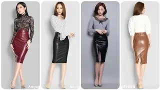 OUT STANDING AND STUNNING LEATHER MIDI SKIRTS OUTFITS IDEAS FOR WOMEN NEW TREND #2022 #2023 #leather