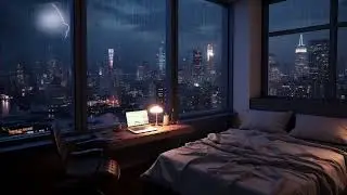 Downtown Drizzle: Cozy Room Night Rain Sounds in the City | Tranquil Sleep Environment