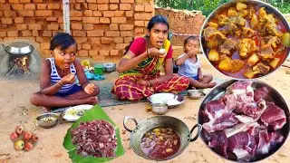 Mutton curry recipe cooking and eating/santali mother cooking/Rural village@therealvillagecooking