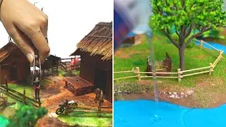 How To Make A Beautiful Tiny Village Landscape Diorama | EPOXY RESIN ART