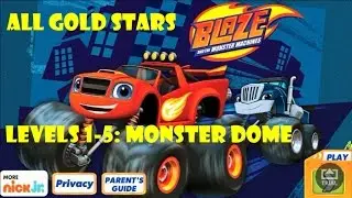 Blaze and the Monster Machines: Build Race Game: Monster Dome Levels 1-5 2015 HD All Gold Stars