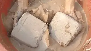ASMR: Yellow Grainy Sand lovely shapes dipping&Crumbling in Water
