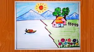 Draw a Simple Rural House Scenery Drawing || Pencil drawing for Beginners.