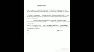 Format of Acknowledgement