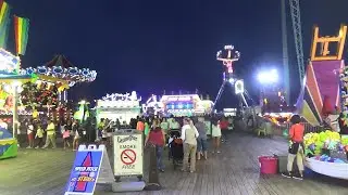 CASINO PIER AT NIGHT, SEASIDE HEIGHTS NEW JERSEY (2014) NJ SHORE TRAVEL GUIDE TOUR BOARDWALK BEACH