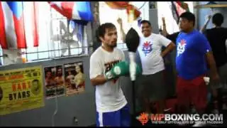 Road to Mosley! Manny Pacquiao Works on Precision Timing on the Doubled Sided Bag! 4/11/11