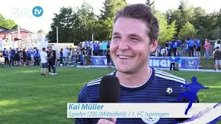 Kai M&uuml;ller - 1. FC Ispringen - nach d. Spiel vs. FC Alemannia Eggenstein, FuPa.tv-Int. am 16.6.2019