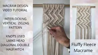 MACRAME DESIGN TUTORIAL VIDEO interlocking vertical zigzag larks head and diagonal double half hitch