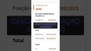 Quanto rendeu R$30 MIL no Tesouro IPCA 2035