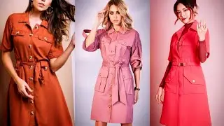 Spring/Summer New Women Solid Sleeve Top | Elegant Mini Shirt Dresses | Gradient Shirt Dresses